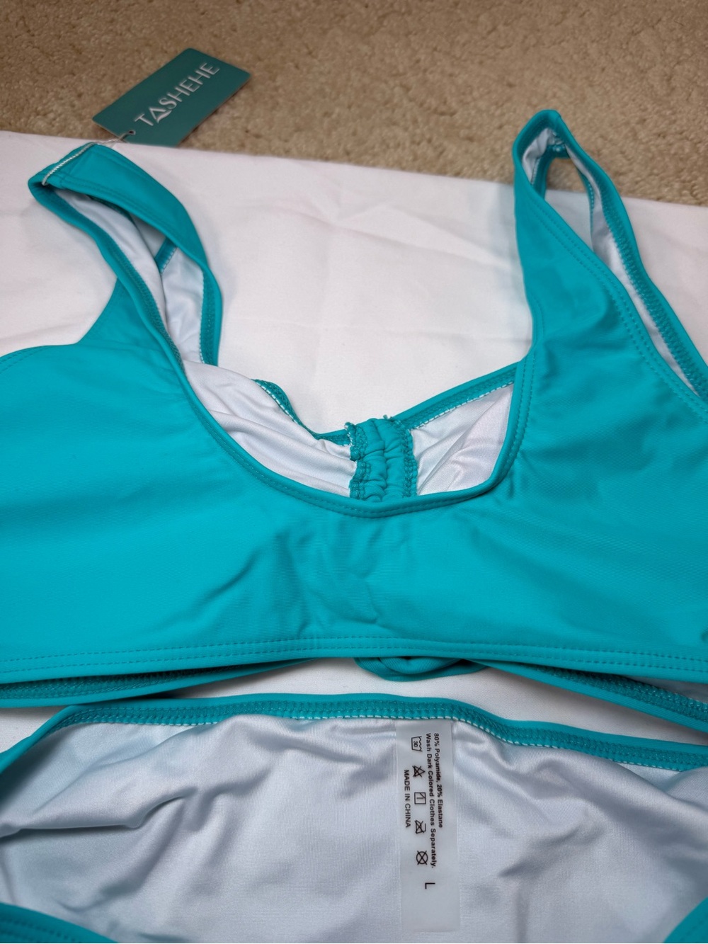Turquoise Ruched Bikini Set - Women - Picture 5 of 7